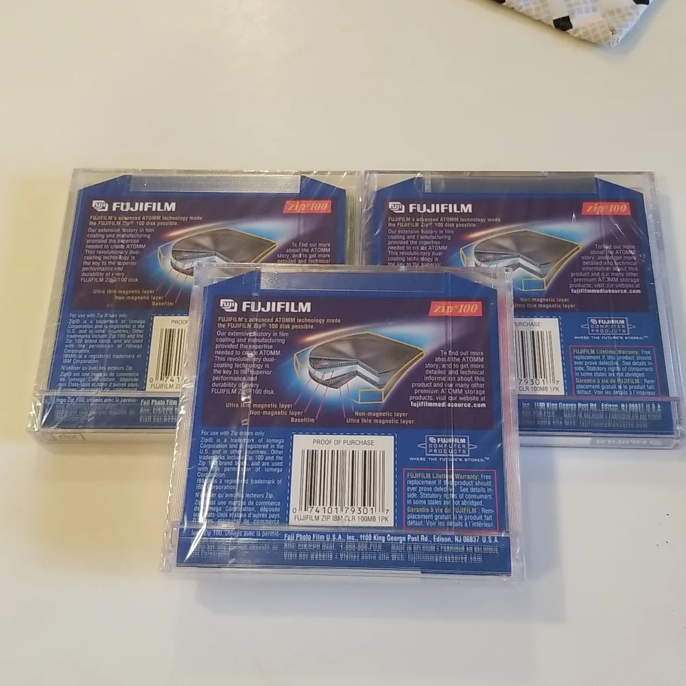 Fujifilm 100mb IBM Formatted Zip Drive Disk New Sealed (Bundle of 3)
